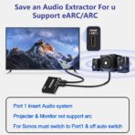HDMI 2.1 switch 4k 120hz with ARC and eARC support for soundbars and AV receivers