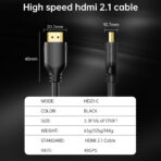 HDMI 2.1 Cable Dimensions, Supports 8K 60Hz & 4K 120Hz