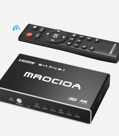 HDMI 2.1 Switch 5 in 1 out, 8K 60Hz 4K 120Hz, ARC eARC support, multi-device HDMI selector
