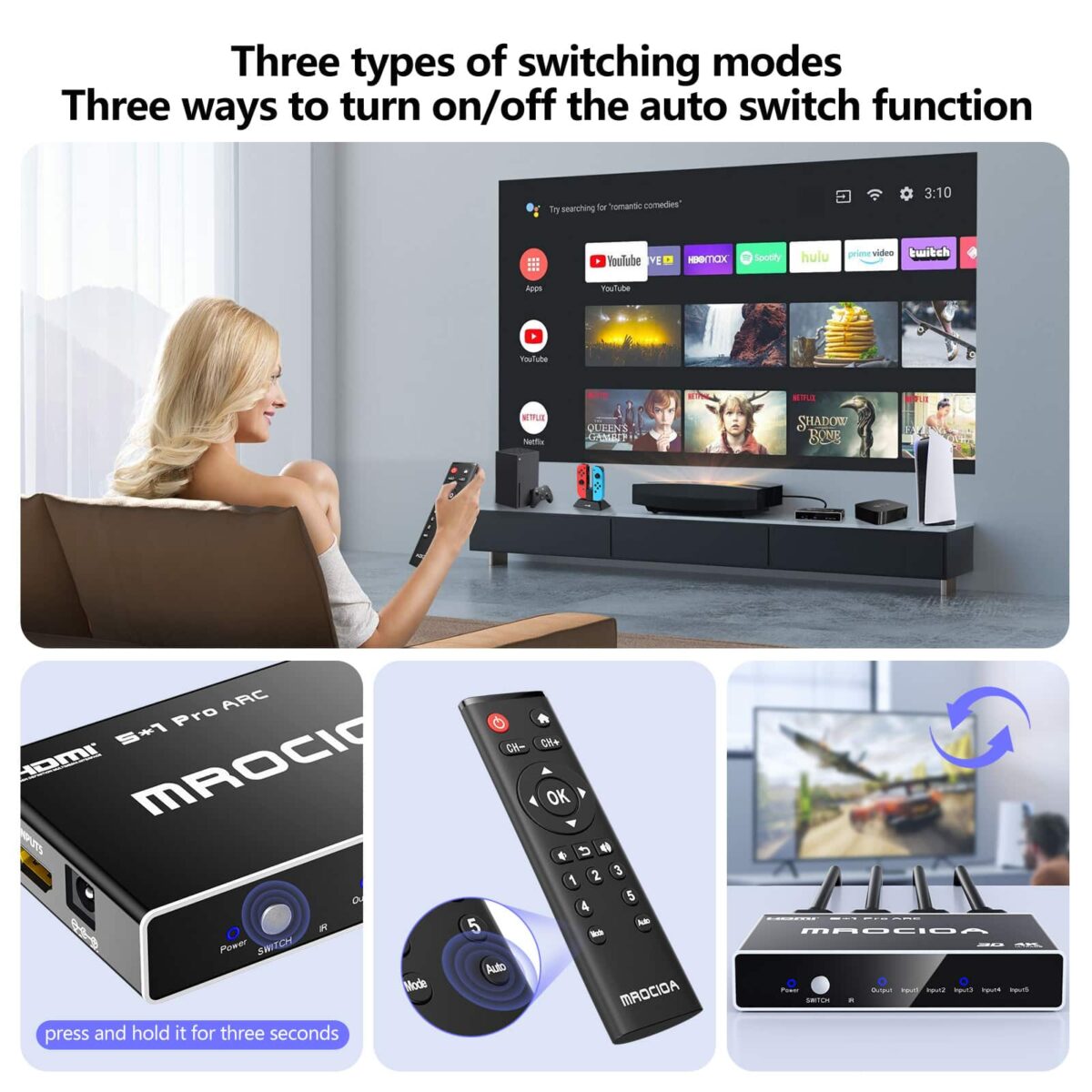 5 in 1 out hdmi switcher