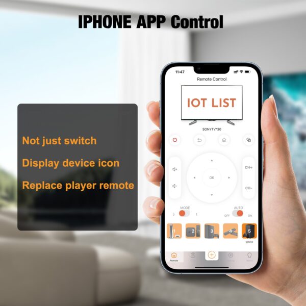 iPhone control 8k hdmi switch 5 in 1 out