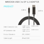 Thunderbolt to DisplayPort 6 feet Cable Dimension Diagram