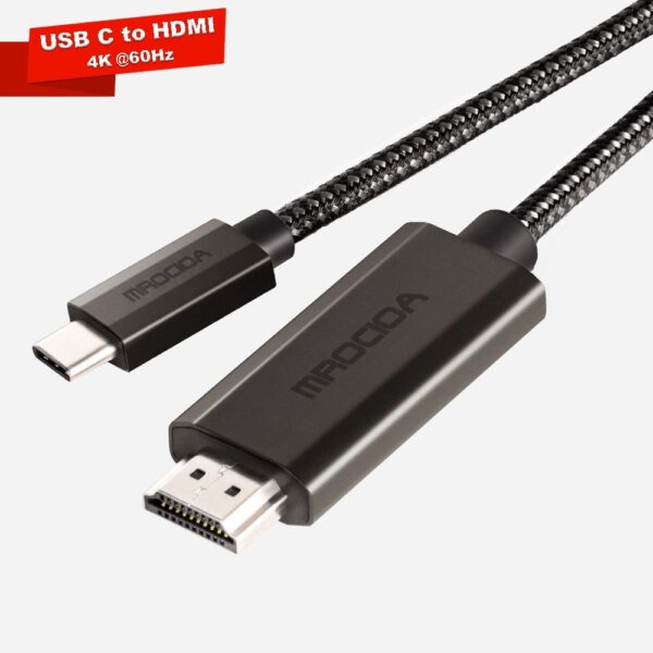 USB-C to HDMI Adapter 6 Feet – 4K UHD Cable for Laptop, MacBook, iPad, TV, Monitor, Projector