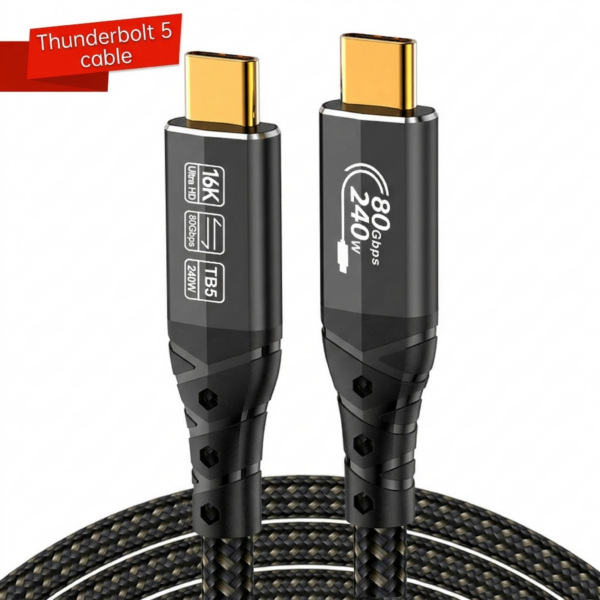 Thunderbolt 5 Cable 3.3FT, High-Speed USB C Cable, 120Gbps Bandwidth, Supports 16K / Dual 8K Displays, 240W Fast Charging