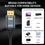 16K displayport cable, Display Port Cable 6.6ft, 54Gbps DP Cable - Image 7