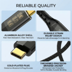 Thunderbolt 5 Cable 3.3FT, High-Speed USB C Cable, 120Gbps Bandwidth, Supports 16K / Dual 8K Displays, 240W Fast Charging - Image 5