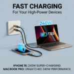 Thunderbolt 5 Cable 3.3FT, High-Speed USB C Cable, 120Gbps Bandwidth, Supports 16K / Dual 8K Displays, 240W Fast Charging - Image 4