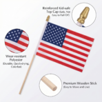 50 Pack Small American Flags 4x6 Inch Pre-Assembled with 160PCS Patriotic Face Stickers, Mini USA Flags on Wooden Stick for 4th of July Decorations, Parade, Memorial Day, Patriotic Celebrations - Image 9